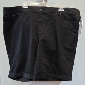 Talbots Girlfriend Shorts black 9" cuffed inseam 5-pockets sz 20W